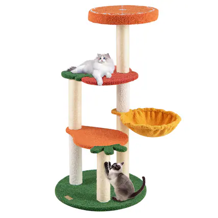 Front. Costway - Costway Fruit Style Cat Tree Multi-level Cat Tower w/Padded Top Perch Indoor Cat Climbing Frame - Orange,Red,Green,Yellow.