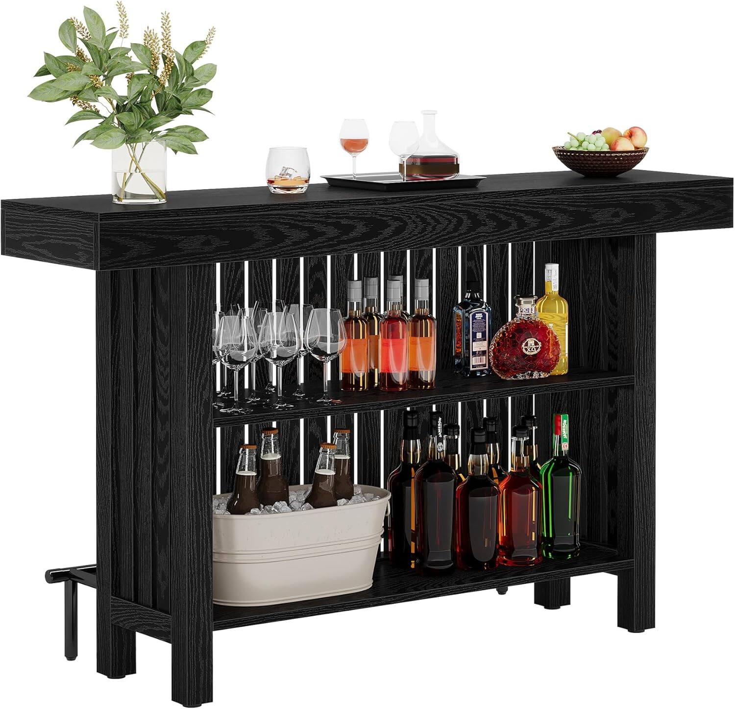SlickBlue - Bar Table for Indoor or Outdoor Use, Sleek Design, Perfect for Small Spaces or Entertainment Areas - Black