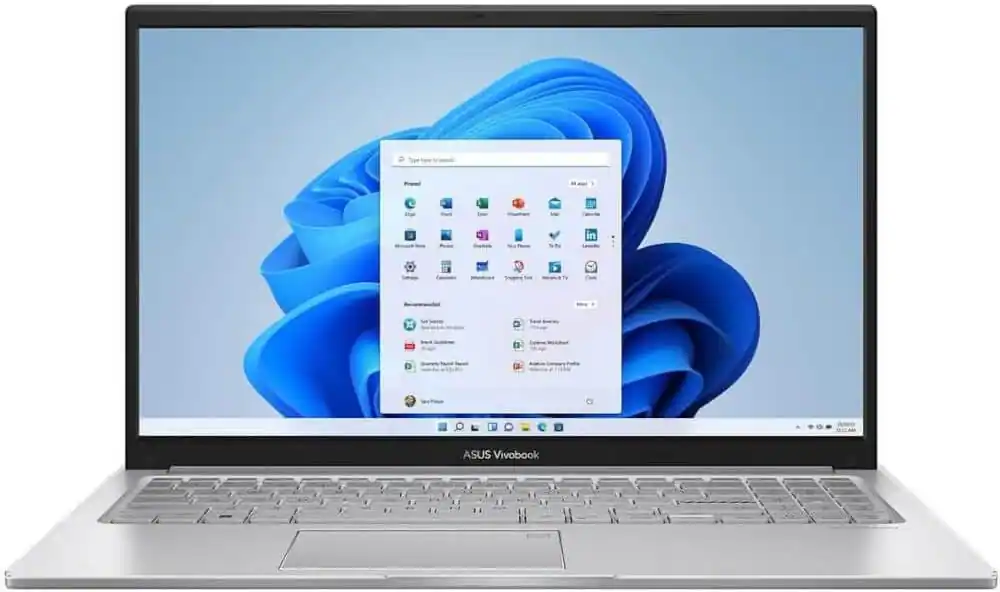 ASUS Vivobook

Start
Settings
File Explorer
Microsoft Edge
Microsoft Store
Microsoft Teams
OneDrive
OneNote
To Do
LinkedIn
Snapdragon
Microsoft 365
Cortana

Recommended
Get Started
Total Security
Premium Antivirus
Windows 11
Digital Family Safety
Microsoft 365
Windows 11
View Profile