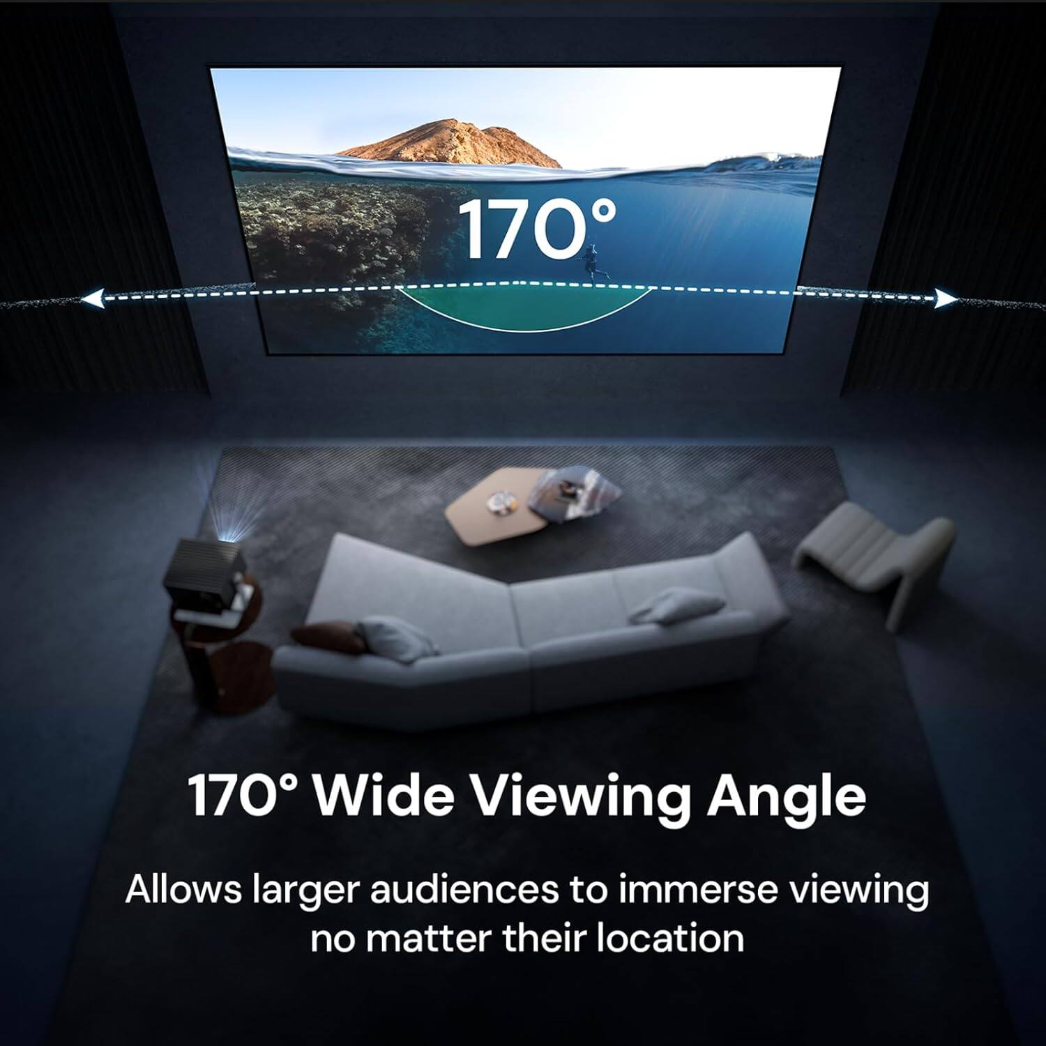 170° Wide Viewing Angle  
Allows larger audiences to immerse viewing no matter their location