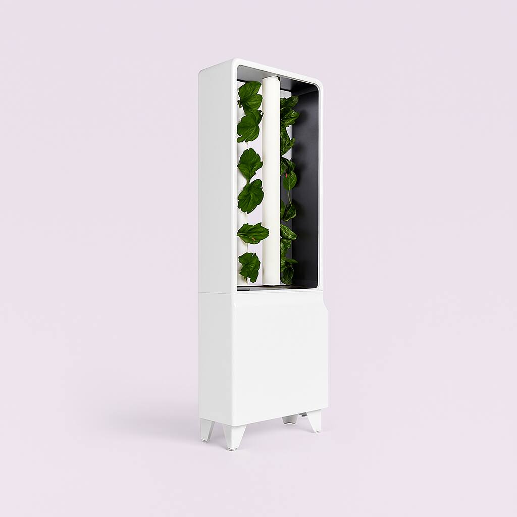 Angle. Just Vertical - EVE Tower Garden | Hydroponic Growing System | Grow Fresh Herbs & Vegetables Year-Round | Fully Assembled - Flat White.