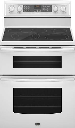 Front Standard. Maytag - Gemini 30" Self-Cleaning Freestanding Double Oven Electric Convection Range - White.