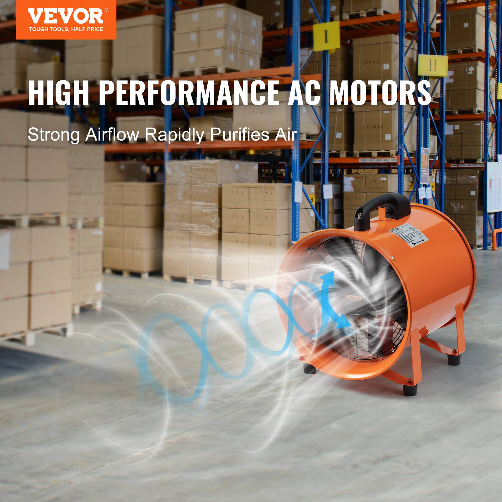 VEVOR  
TOUGH TOOLS, HALF PRICE  

HIGH PERFORMANCE AC MOTORS  
Strong Airflow Rapidly Purifies Air