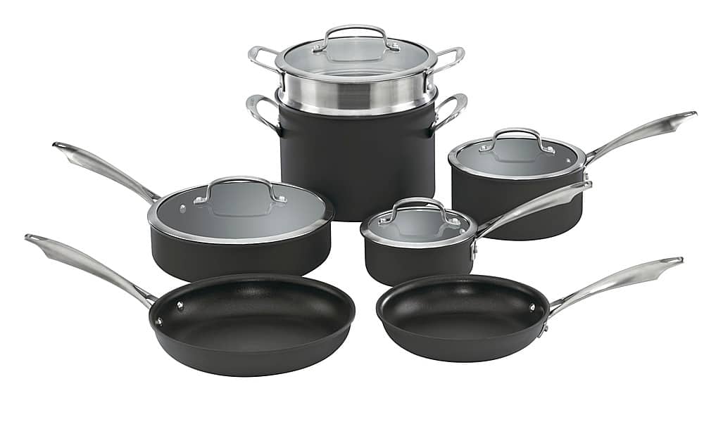 Alt View 11. Cuisinart - Dishwasher Safe Anodized 11 Piece Cookware Set - Black.