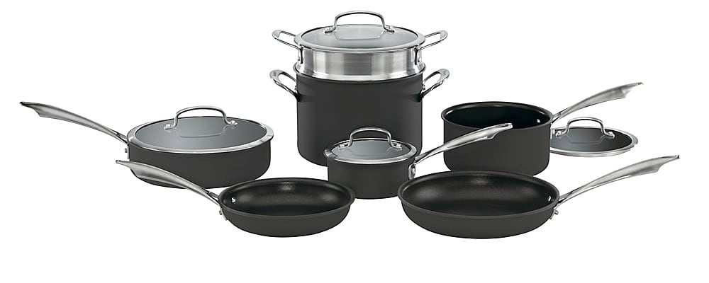Alt View 12. Cuisinart - Dishwasher Safe Anodized 11 Piece Cookware Set - Black.