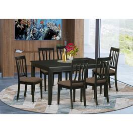 East West Furniture - DUAN7-BLK-C 7 Pc Dinette set for 6-Table and 6 dinette Chairs - Black