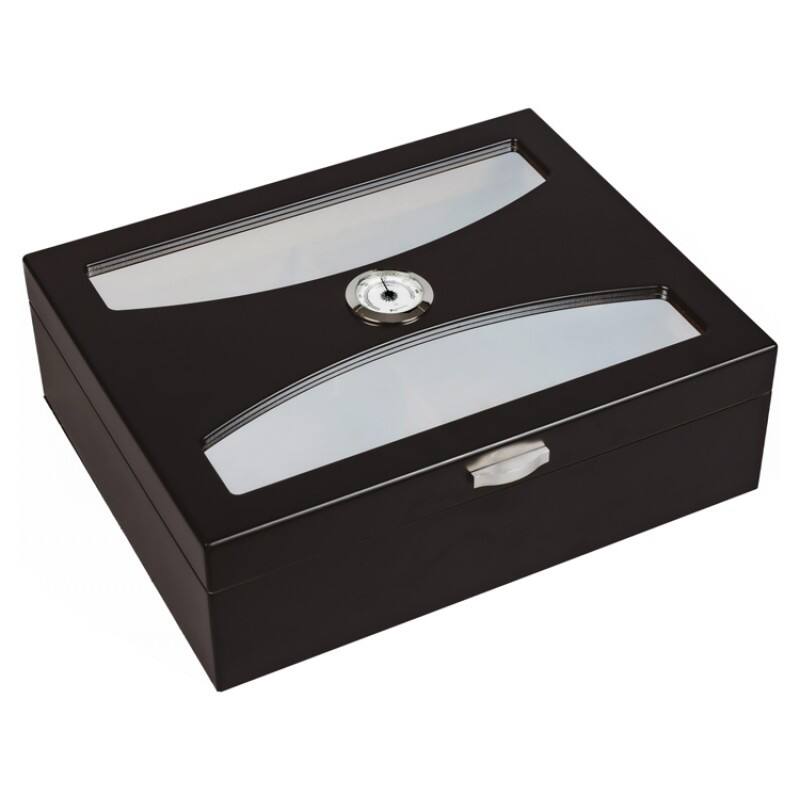 Alt View 1. Prestige - Delano Black Humidor - Rich Black Finish.
