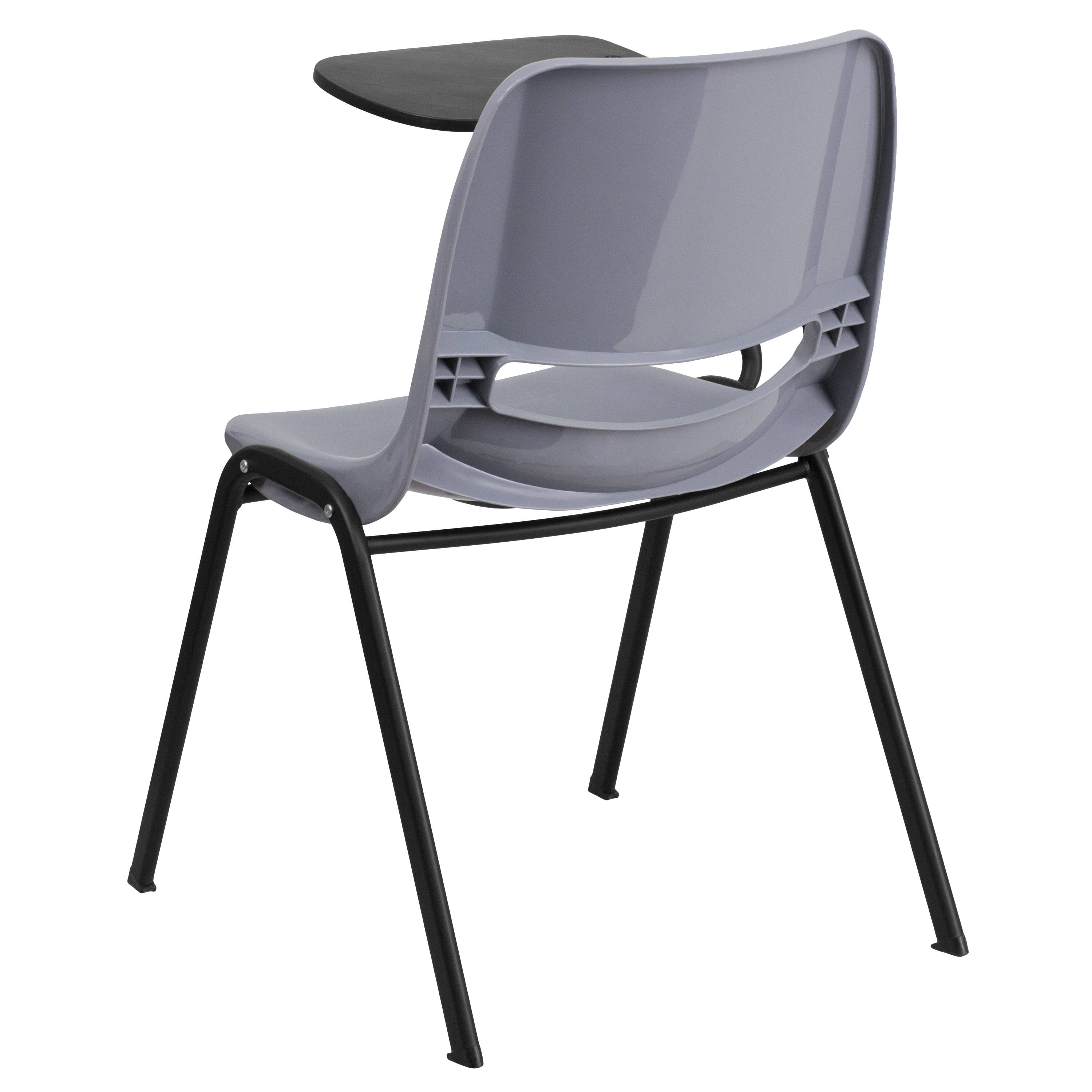 Alt View 5. Emma + Oliver - Ergonomic Shell Chair with Right Handed Flip-Up Tablet - Tablet Arm Desk - Gray.
