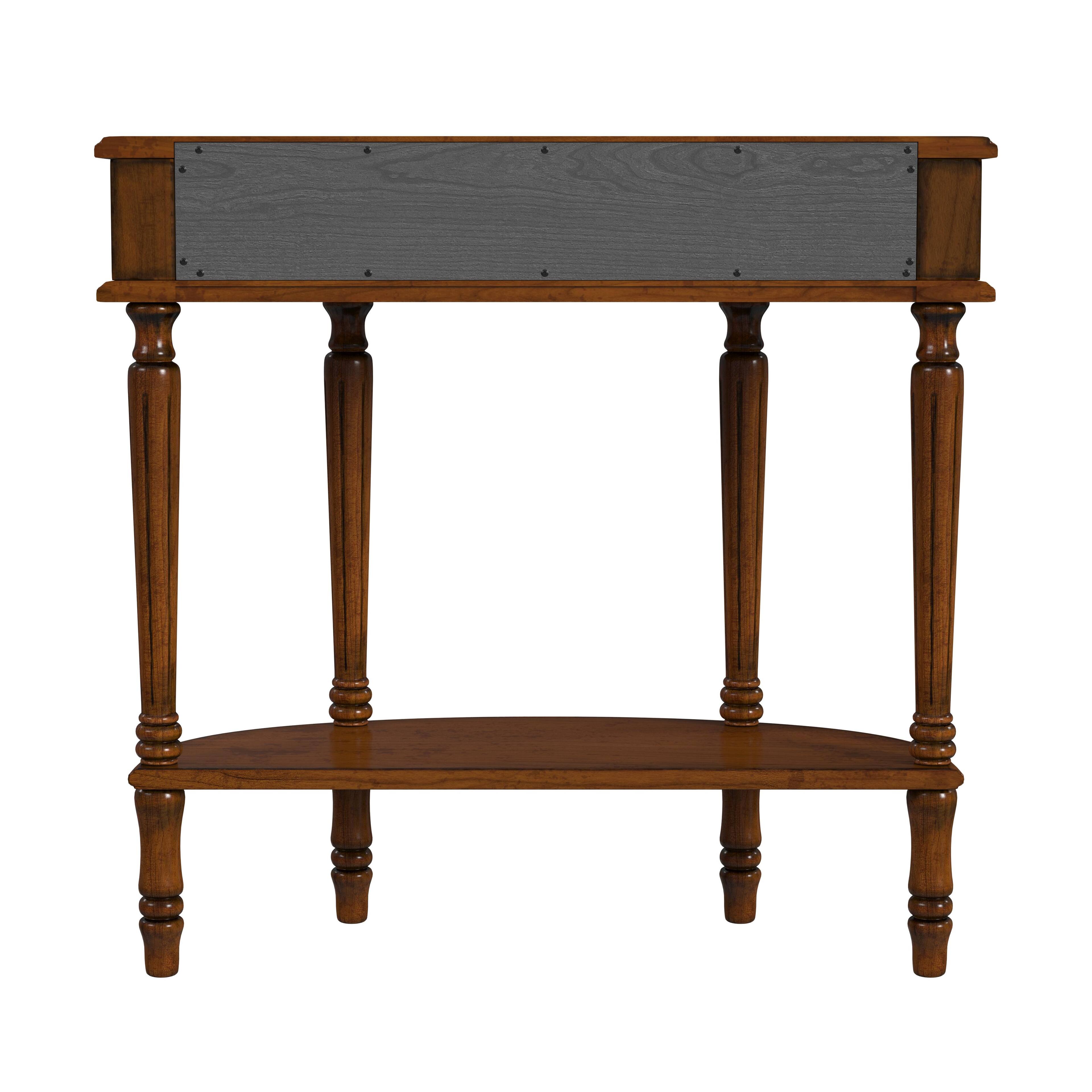 Alt View 3. Butler Specialty - Mozart 31.5 in. W Demilune Wood 1 Drawer Console Table with Open Lower Shelf - Medium Brown.
