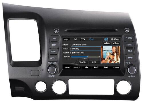 Front Standard. Audiovox - Refurbished 7" - Built-In GPS - CD - In-Dash Deck for 2006-2011 Honda Civic Vehicles.