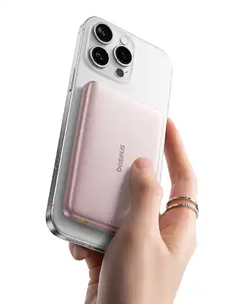 Front. Baseus - Baseus Picogo 10000mAh Qi2 Power Bank for iPhone - 15W Wireless, 27W Fast Charging Magnetic Battery - Pink.