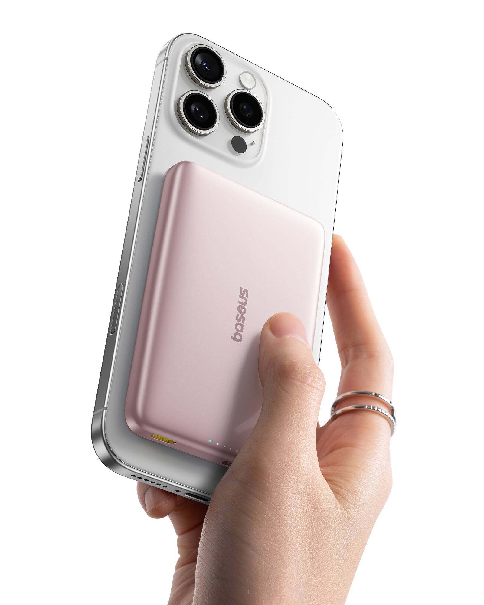 Front. Baseus - Baseus Picogo 10000mAh Qi2 Power Bank for iPhone - 15W Wireless, 27W Fast Charging Magnetic Battery - Pink.