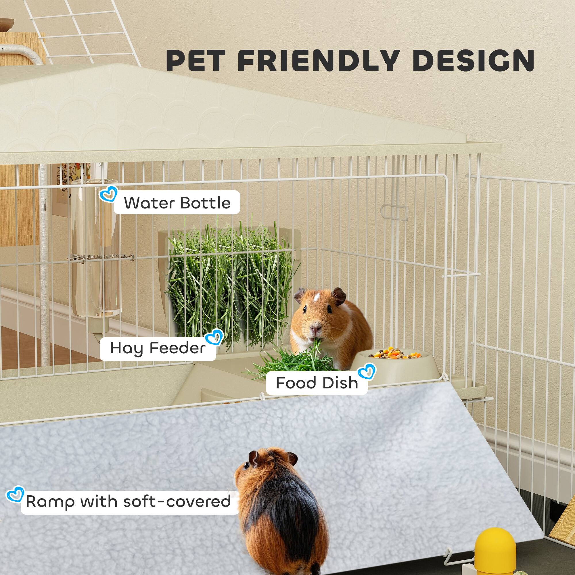 PET FRIENDLY DESIGN

- Water Bottle
- Hay Feeder
- Food Dish
- Ramp with soft-covered