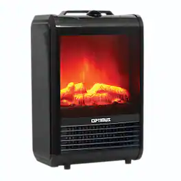 Optimus - 1200-Watt-Max Mini Electric Flame-Effect Fireplace Heater H-9300 - Black