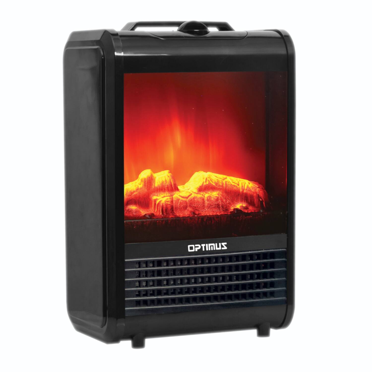 Front. Optimus - 1200-Watt-Max Mini Electric Flame-Effect Fireplace Heater H-9300 - Black.