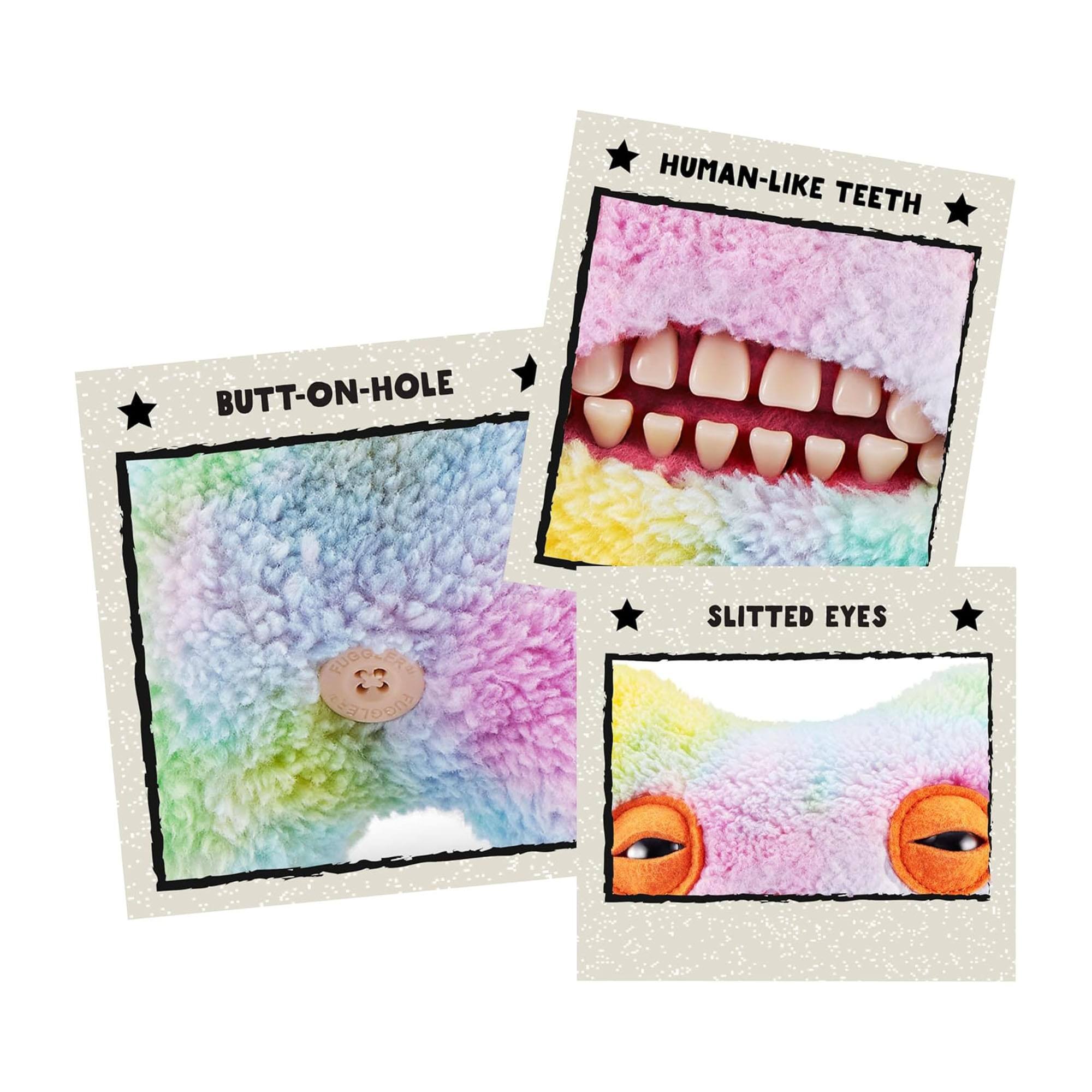 HUMAN-LIKE TEETH  
BUTT-ON-HOLE  
SLITTED EYES