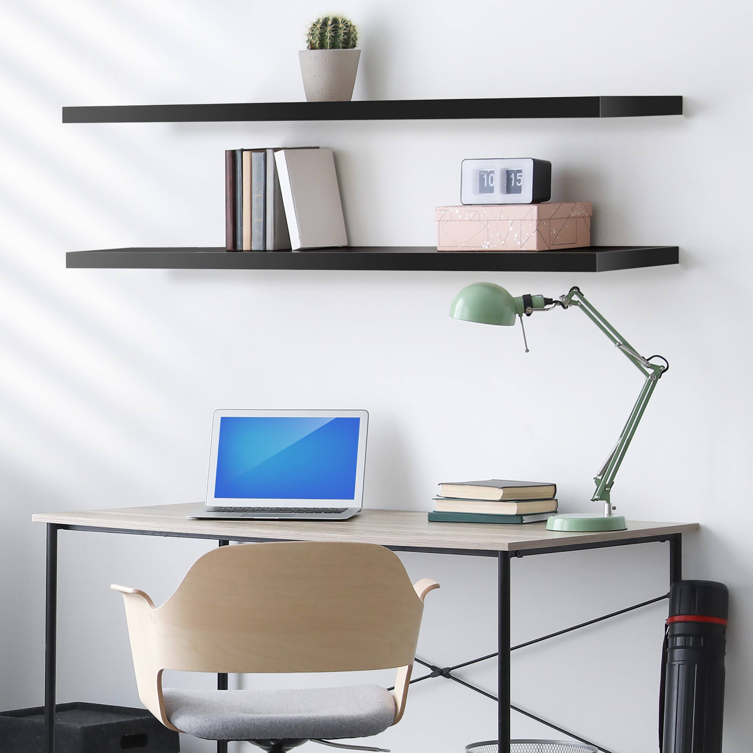 Alt View 4. Sorbus - Sorbus Floating Shelves for Wall - 55 Inch Extra-Long Bathroom Shelves, Floating Shelf with Hidden Brackets (2 Pack) - Black.