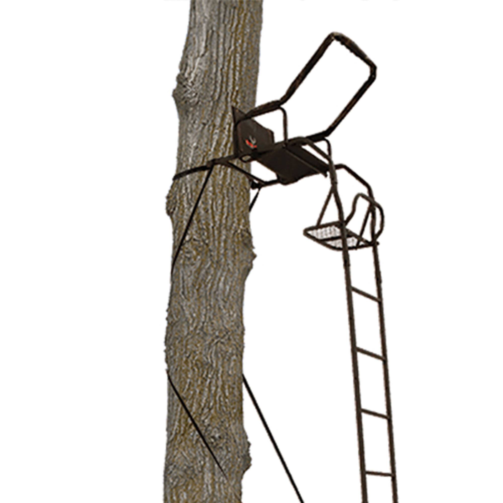 Alt View 8. Big Game Treestands - Big Game Warrior DXT 17 Foot 1 Person Deer Hunting Ladder Climbing Tree Stand - Camo/Black.