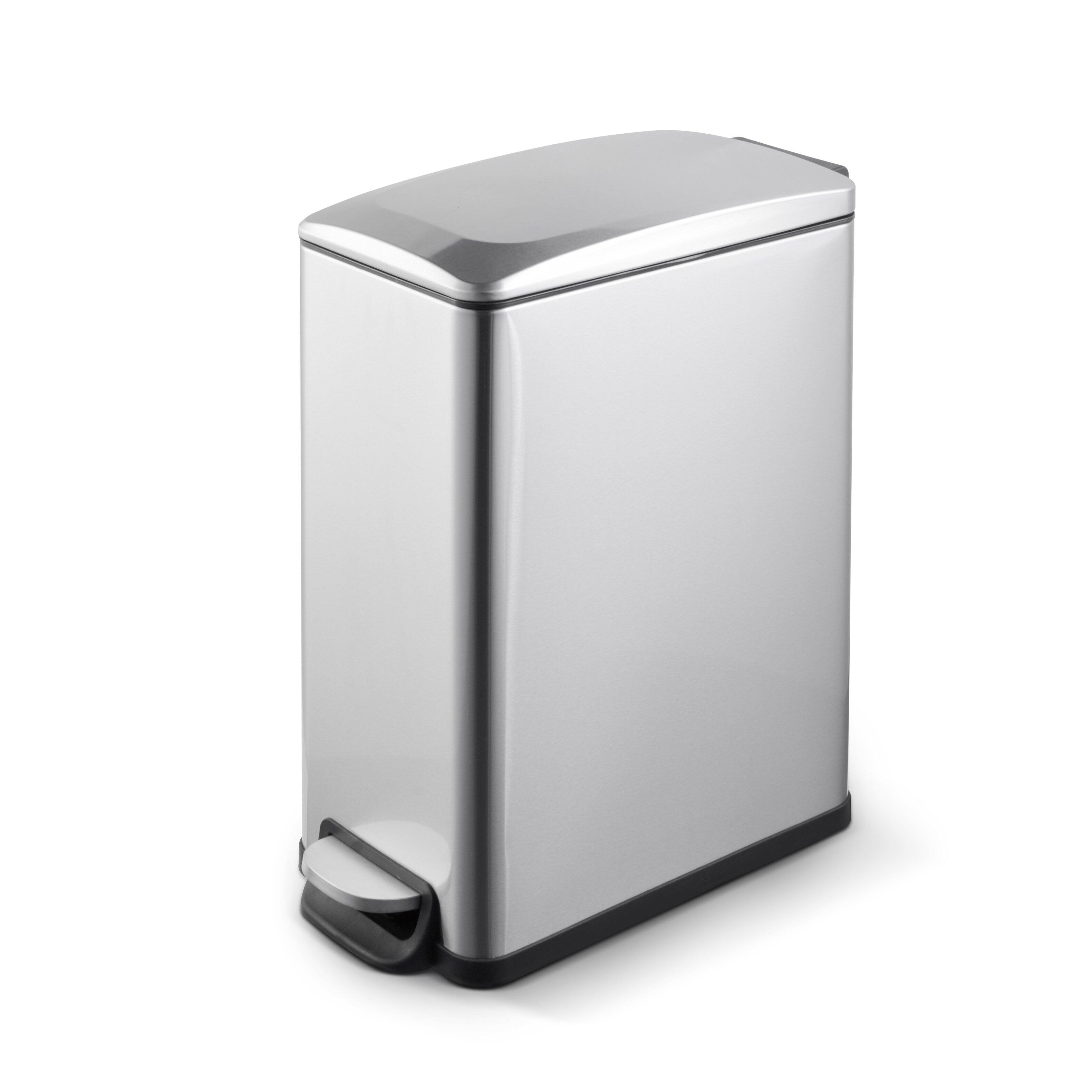 Front. Innovaze - 2.6 Gal./10 Liter Slim Stainless Steel Step-on Trash Can for Bathroom and Office - Sliver.