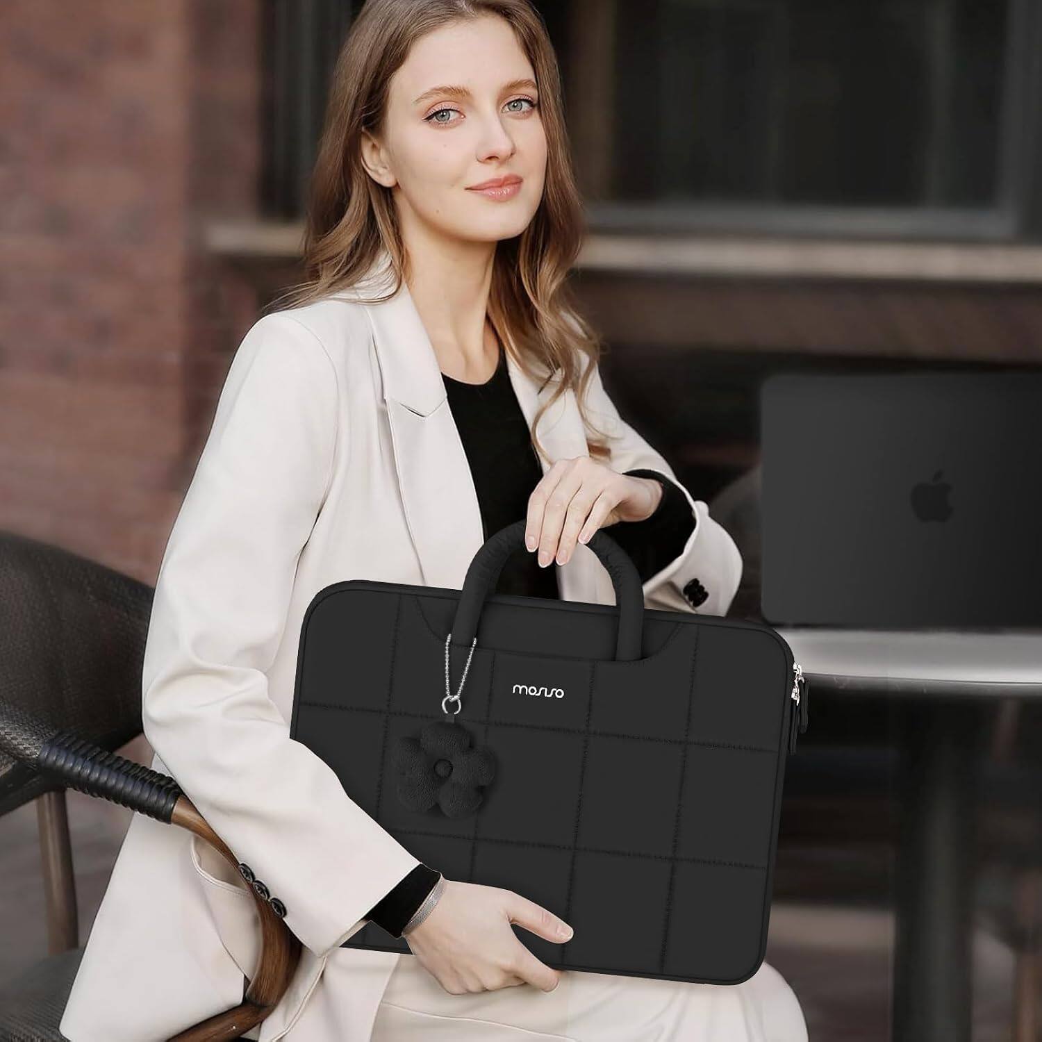 Alt View 2. mosiso - Laptop Case 14 inch Puffy Laptop Sleeve with Handle for HP Lenovo Dell ASUS Acer/HP Stream/Dell Latitude/Lenovo IdeaPad - Black.