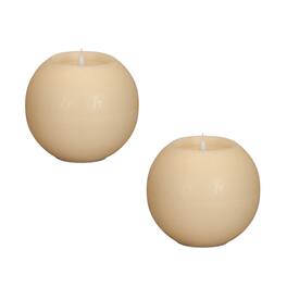 BreeBe - Simplux LED Round Candle with Moving Flame and Remote (Set of 2) - Beige