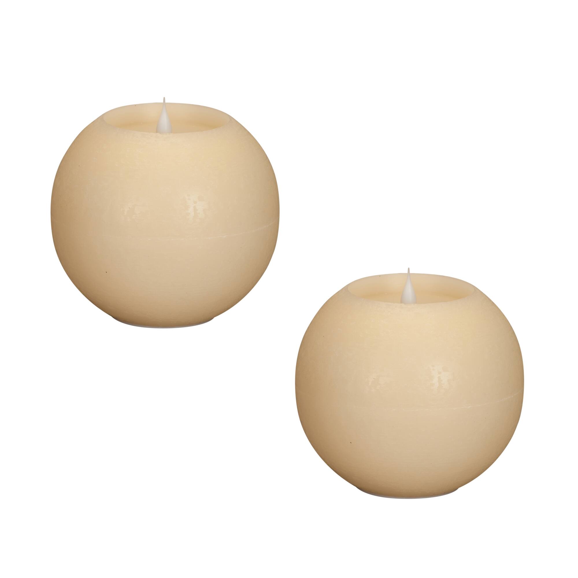 Front. BreeBe - Simplux LED Round Candle with Moving Flame and Remote (Set of 2) - Beige.