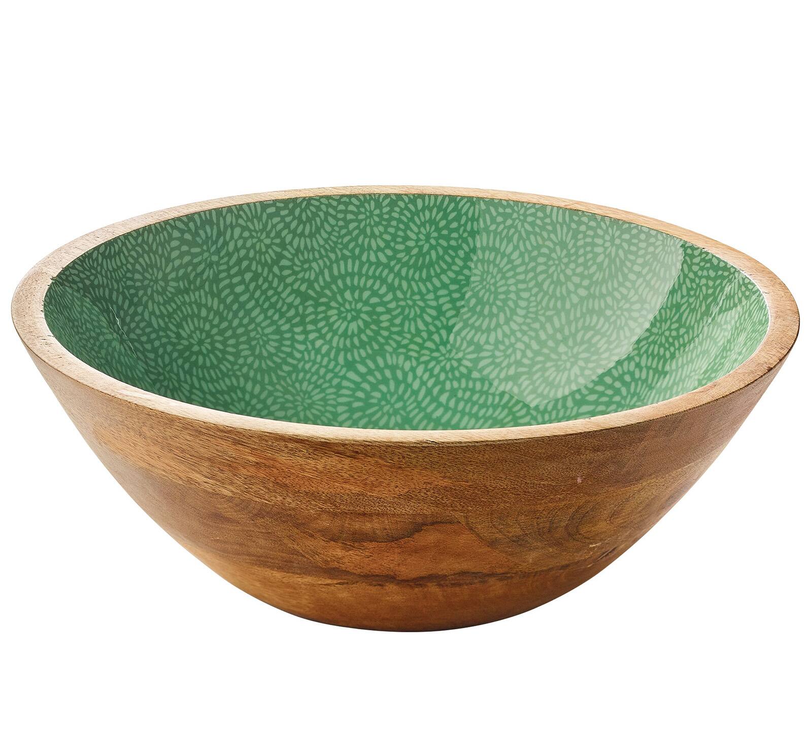 Front. Zassenhaus - Mango Wood Lacquered Medium Serving Bowl, 11.75" x 4.5", Green - Green.