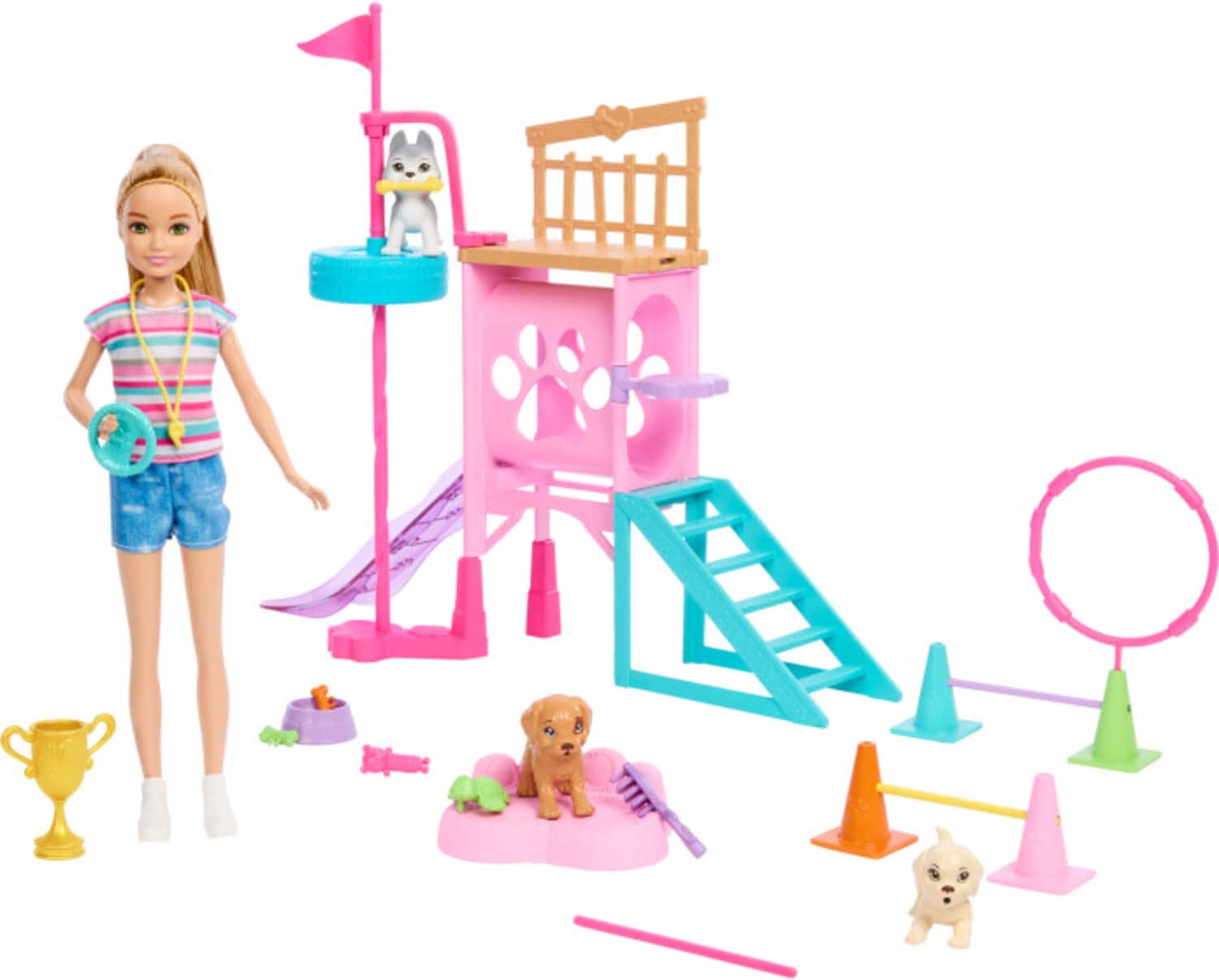 Mattel - Barbie and Stacie to the Rescue Puppy Playground Playset with Doll - COLLECTABLES - Multicolor