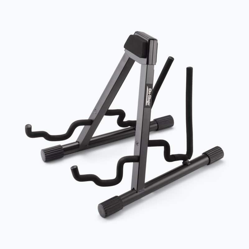 On Stage Stands - On-Stage GS7462DB Professional A-Frame Double Electric and Acoustic Guitar Stand - Black