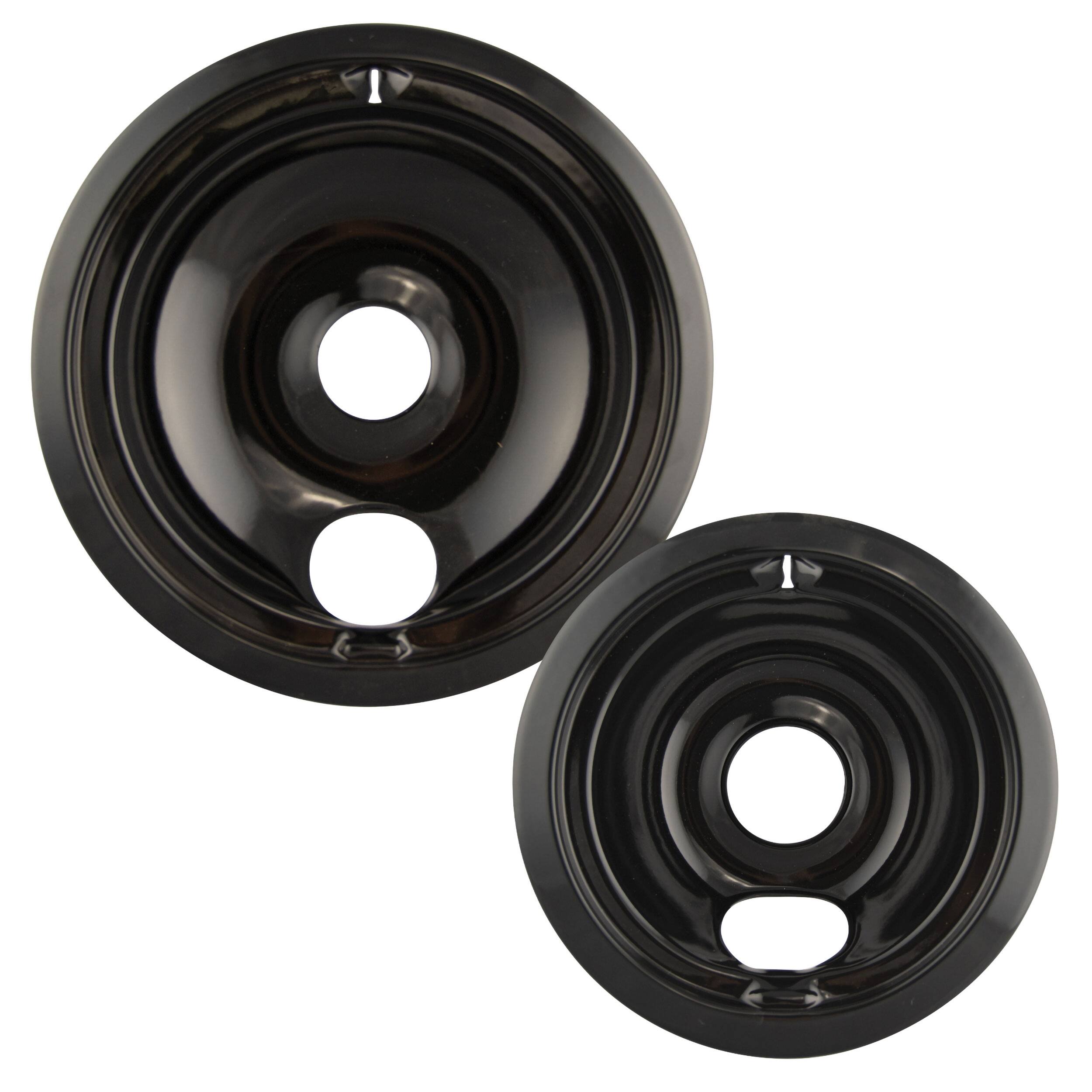 Alt View 1. Range Kleen - Range Kleen P139402XCD5 Style B 2pk Heavy Duty Black Porcelain Drip Bowls, Large and Small.