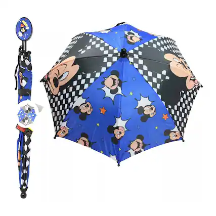 Front. Disney - Disney Mickey Mouse 21-Inch Kid's Umbrella With Clamshell Handle - Blue.