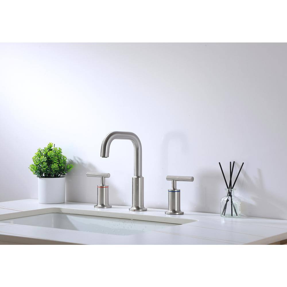 Alt View 9. Elegant Kitchen and Bath - Tobias 8 inch Widespread Double Handle Bathroom Faucet in Brushed Nickel - Brushed Nickel.