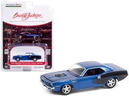 1970 Plymouth Barracuda Custom Hardtop Blue Met. & Black w/ Modern HEMI Lettering Barrett Jackson 1/64 Car by Greenlight