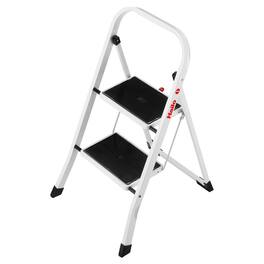 Hailo - Folding Step Stool, Non-Slip 2 Step Ladder for Home & Kitchen, K20, White - Black & White