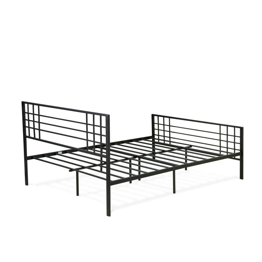 Front. East West Furniture - Tyler Bed Frame with 9 Metal Legs - High-class Bed in Powder Coating Black Color - Black.