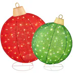 Front. Best Choice Products - Best Choice Products 2pc Lighted Pop-Up Christmas Ornaments Outdoor Holiday Decoration w/ 220 LED Lights - Red/Green - Red/Green - Extra Large.