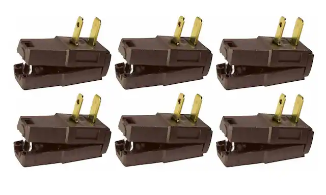 Front. Leviton - C20-00321-000 Residential Easy-Wire Angle Plug - Brown.