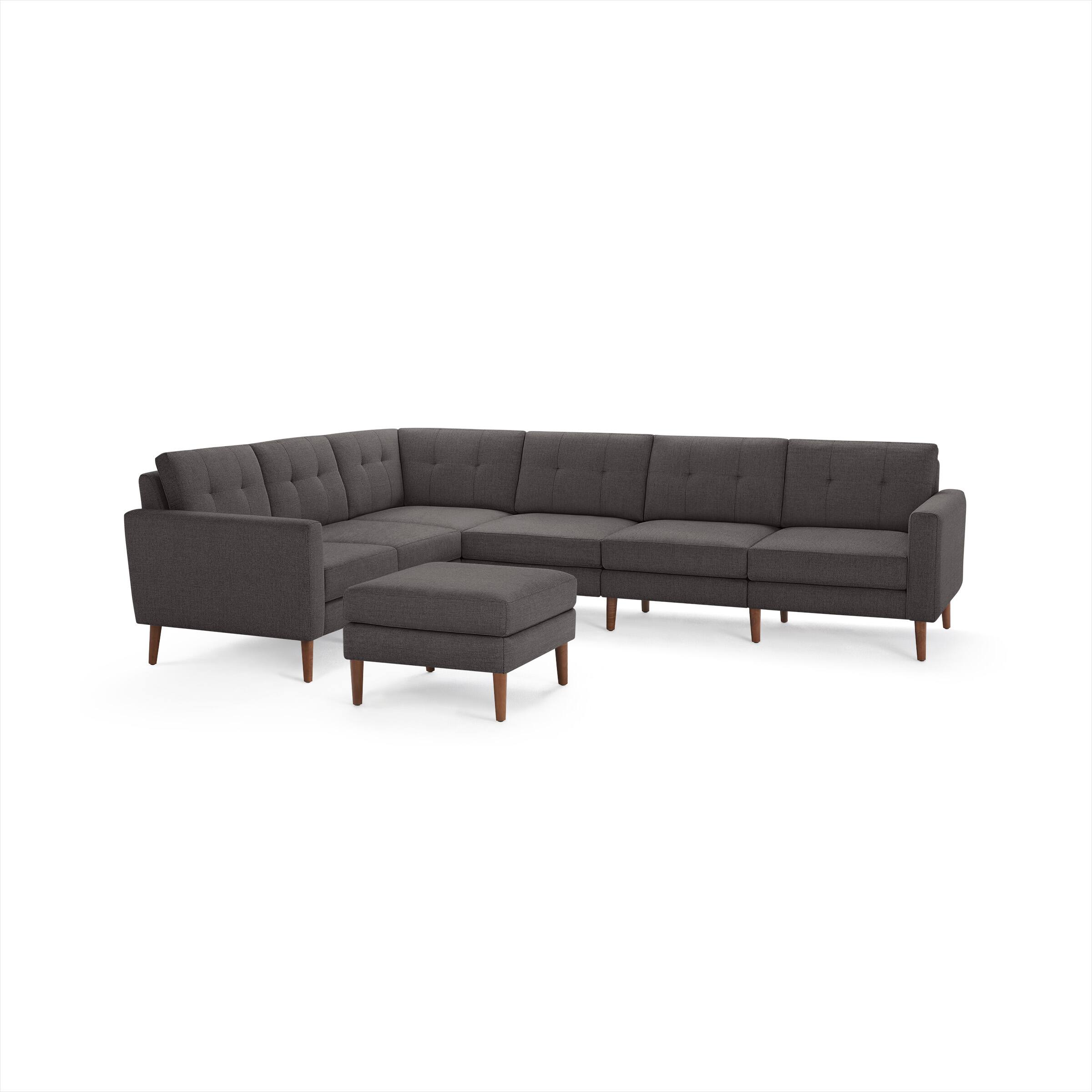 Front. Burrow - Mid-Century Nomad 6-Seat Corner Sectional with Ottoman - Charcoal.
