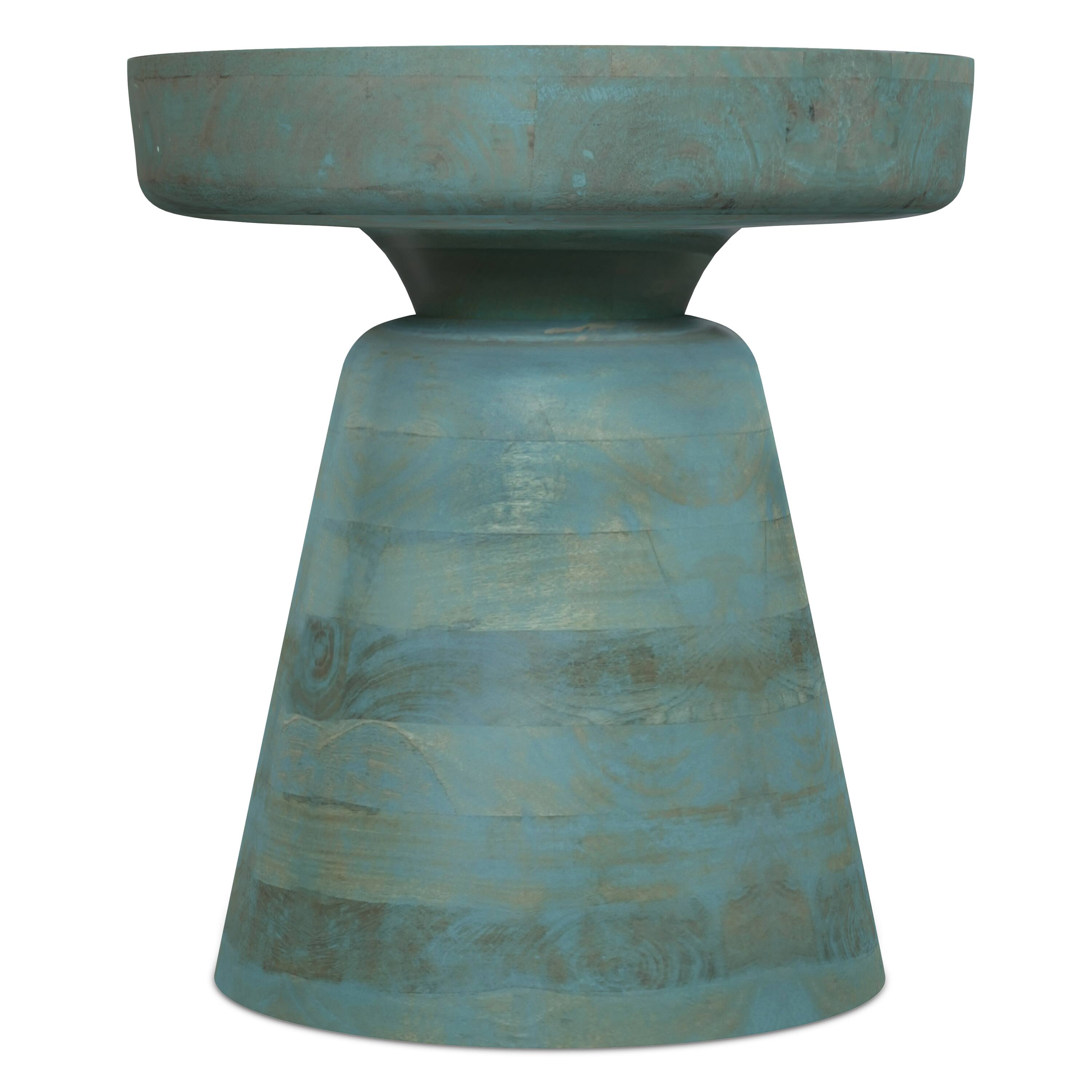 Left. Simpli Home - Robbie 16 inch Wide Solid Mango Wood Accent Table in Teal Wash - Teal Wash.