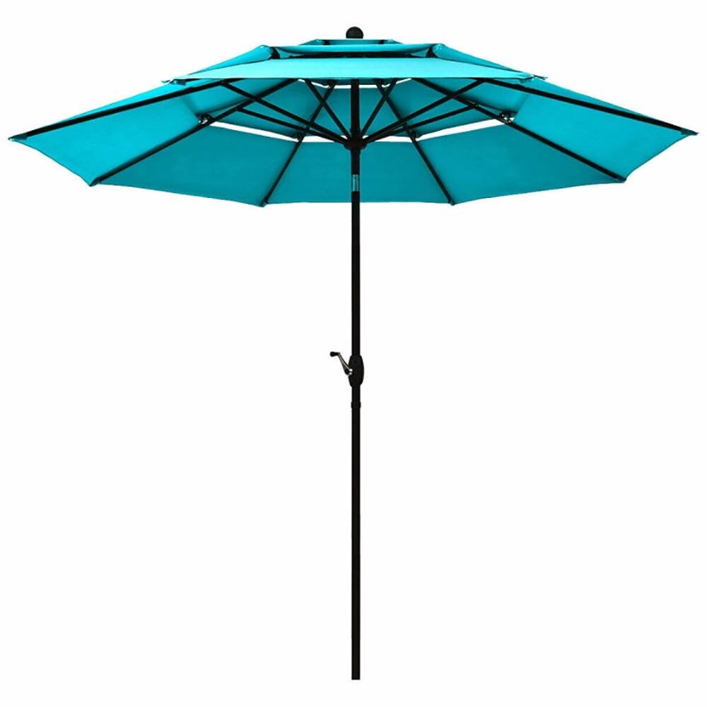 Alt View 2. Kadyn - 10ft 3 Tier Patio Umbrella Aluminum Sunshade Shelter Double Vented without Base Turquoise Outdoor Table Umbrella Yard Um - Blue.
