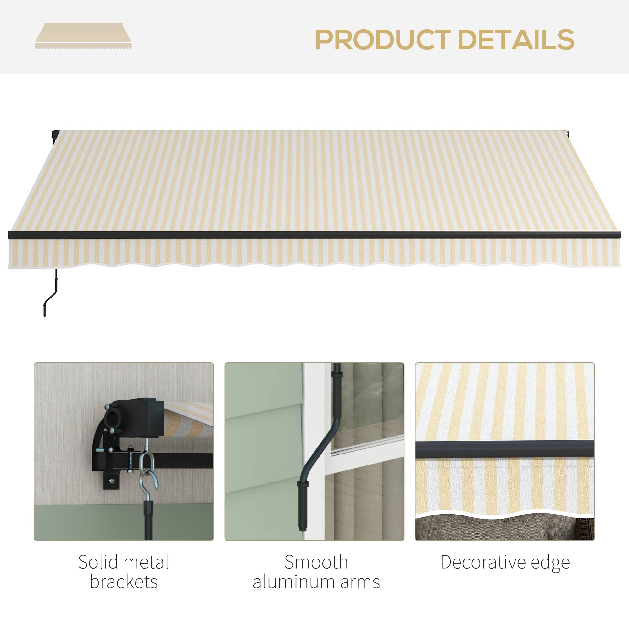 PRODUCT DETAILS

Solid metal brackets
Smooth aluminum arms
Decorative edge