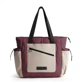 Bagsmart - Paz 23L Quilted Travel Tote Bag, Lightweight Work Shoulder Bag with 15.6 Inch Laptop Compartment, Casual Daypack Handbag - Burgundy