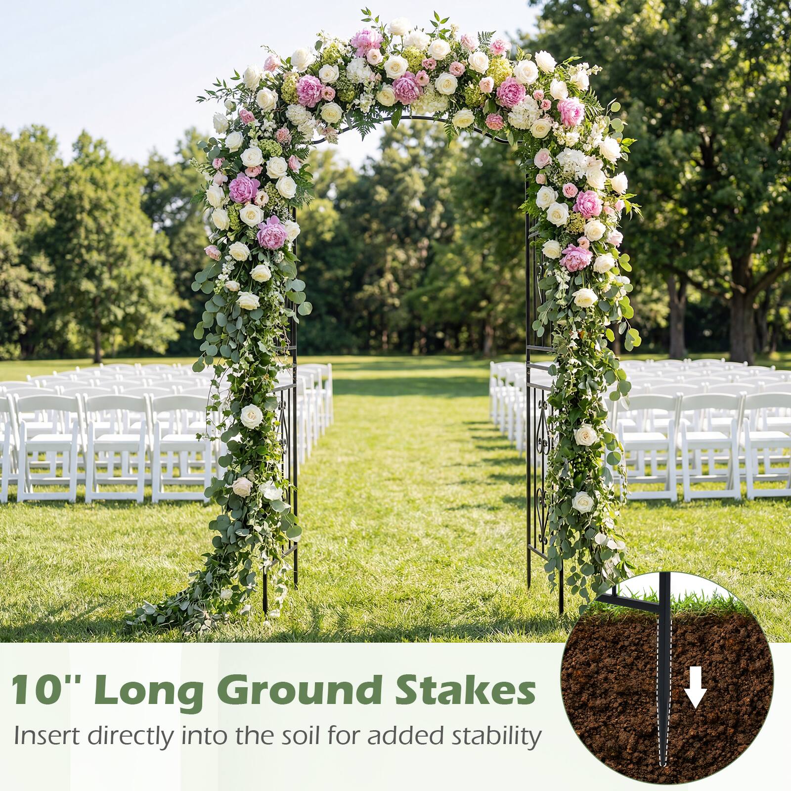 10" Long Ground Stakes  
Insert directly into the soil for added stability