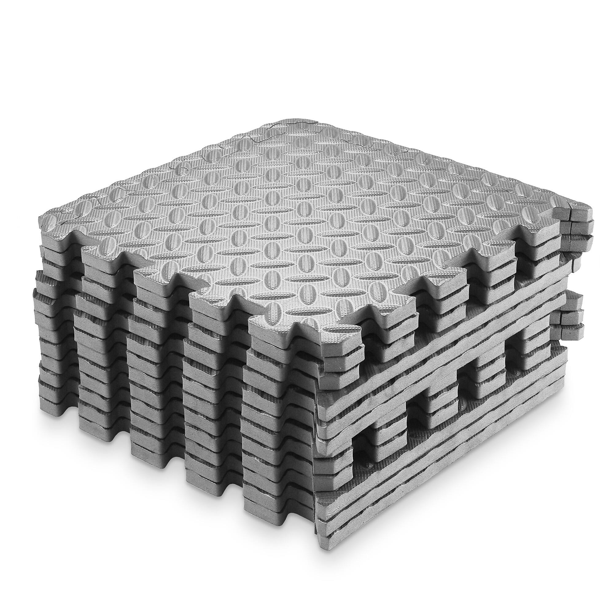 Alt View 1. Philosophy Gym - Exercise Flooring Mats - Foam Rubber Interlocking Puzzle Floor Tiles - Gray.