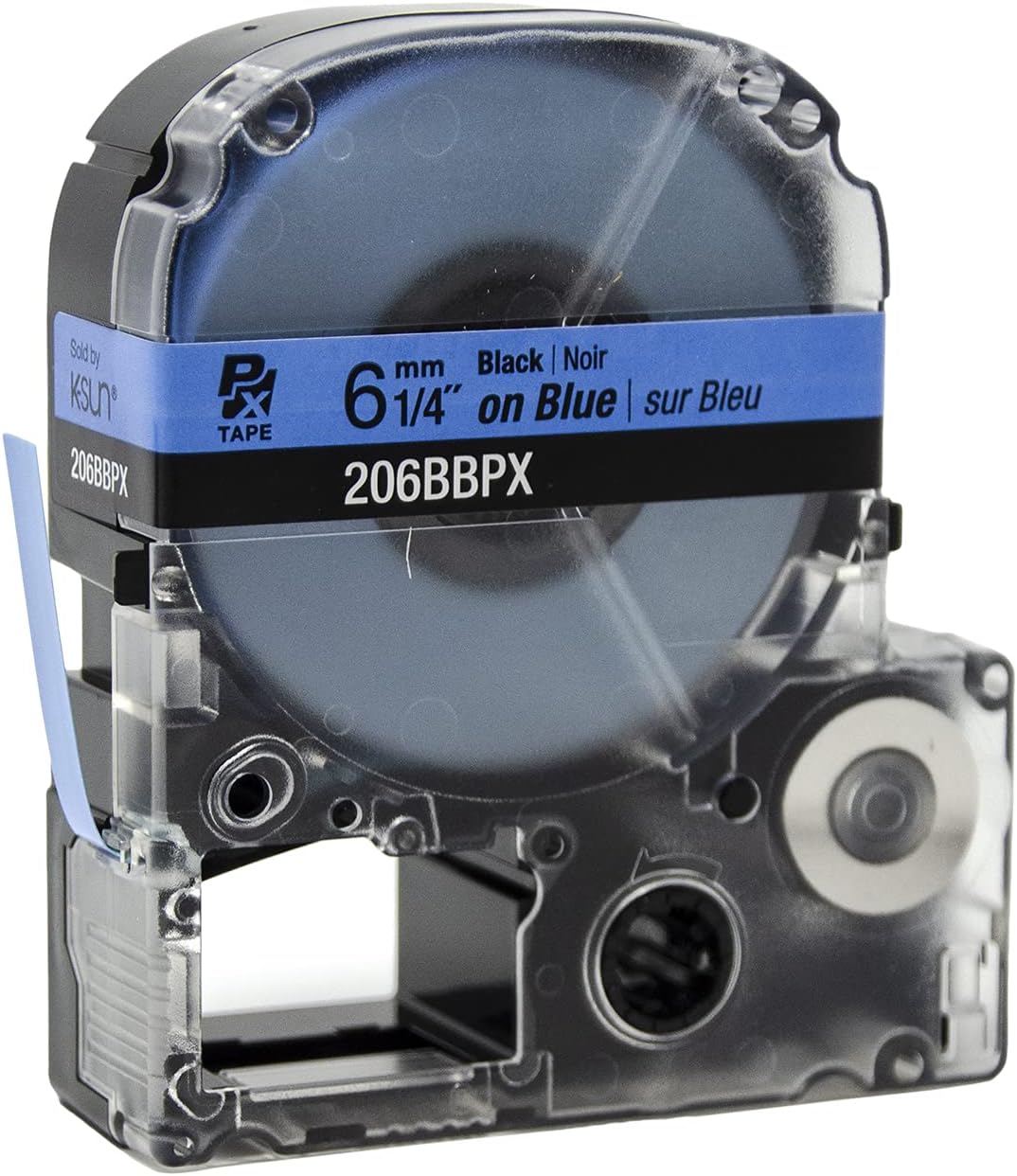 Sold by KSUN  
TAPE 206BBPX  
6 mm 1/4" on Blue | sur Bleu  
Black | Noir  
206BBPX