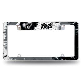 Rico Industries - Brooklyn Nets Chrome Metal License Plate Frame with Bold Tie Dye Design - Multi