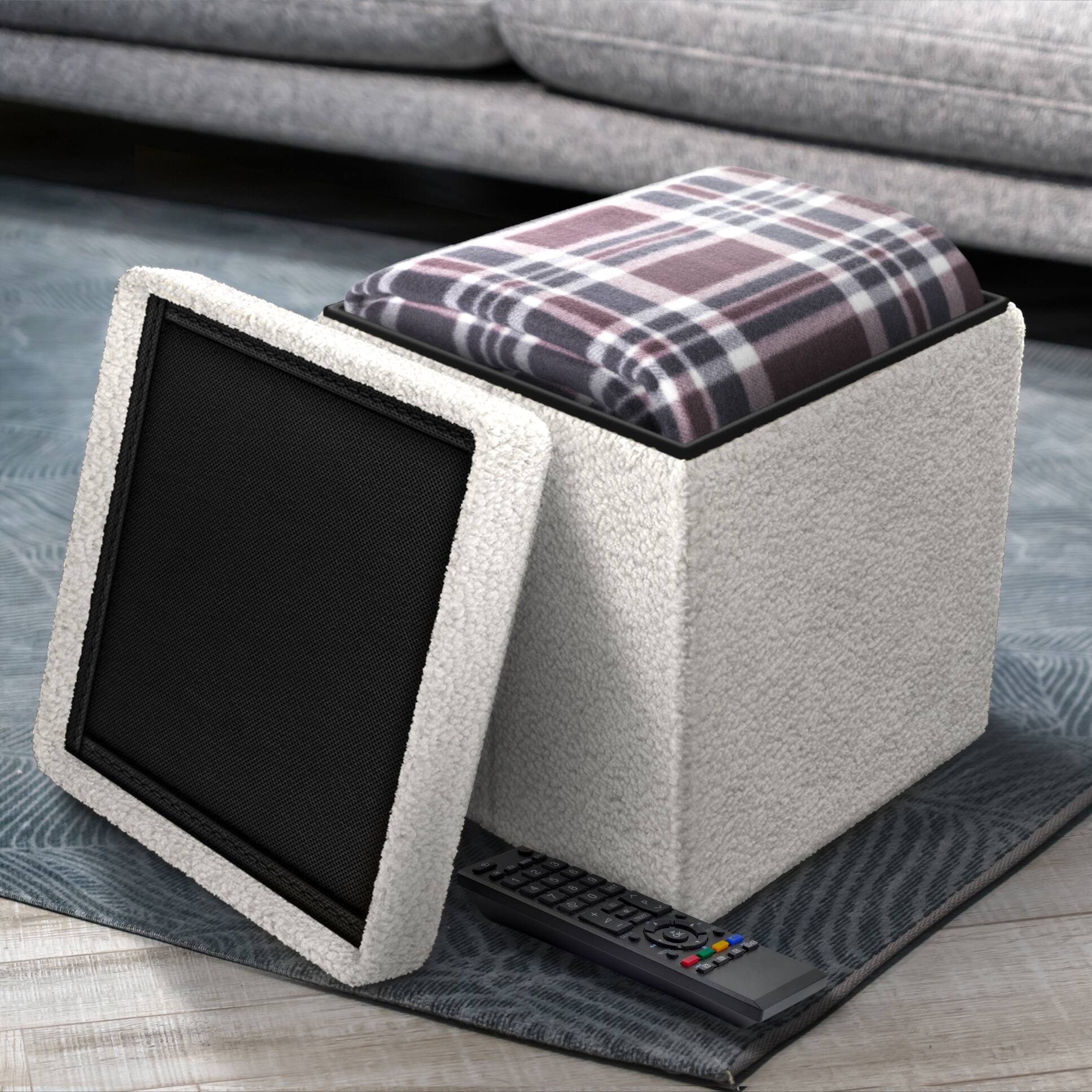 Alt View 1. Sorbus - Sorbus Fabric Ottoman, Perfect for Living Room, Bedroom, Toy Storage, Stylish Footrest, Collapsible - White.