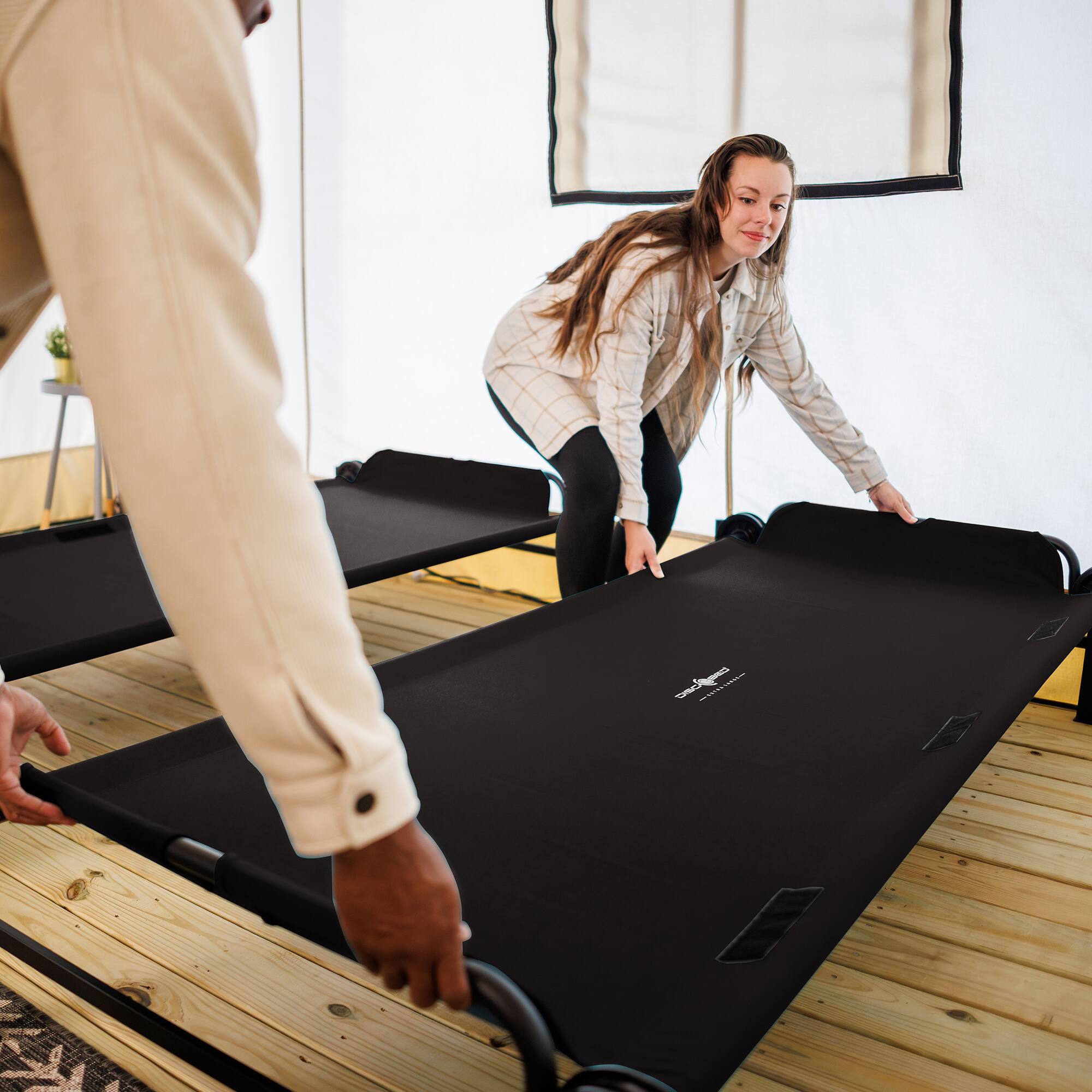 Alt View 7. Disc-O-Bed - Disc-O-Bed 2XL Outdoor Convertible 2 Person Portable Camping Bunking Cots, Black - Black.