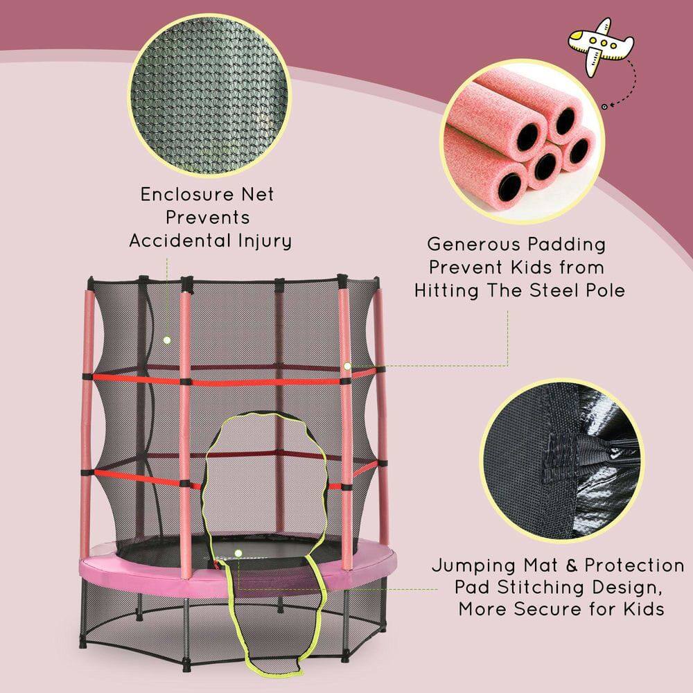 Enclosure Net Prevents Accidental Injury  
Generous Padding Prevents Kids from Hitting the Steel Pole  
Jumping Mat & Protection Pad Stitching Design, More Secure for Kids