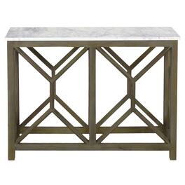 Manhattan Lane - Sofa Console Table, 41 Inch White Genuine Marble Top - White, Ash Gray
